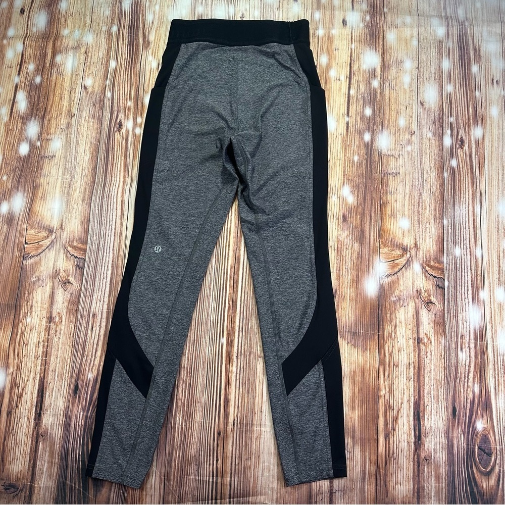 Lululemon Athletica Box It Out Tight Heathered Black / Black Leggings Size 4 - Picture 2 of 15